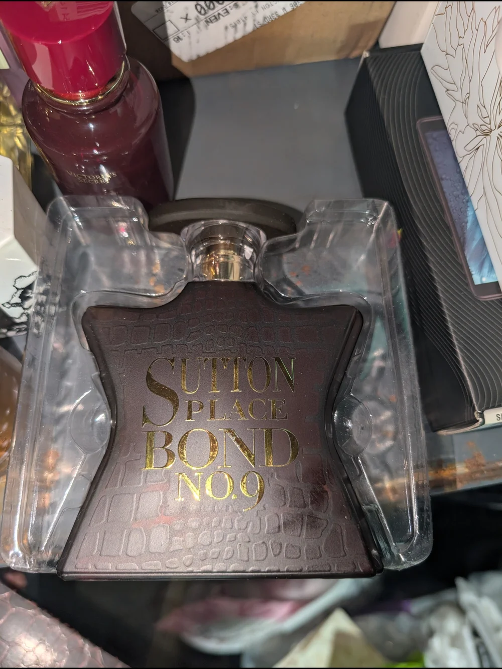 Sutton Place Brown Leather-Textured Men’s Fragrance Bottle 3.3 Oz